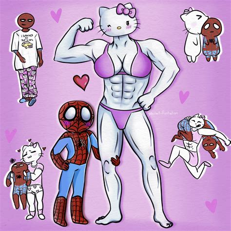 Hello Kitty & Spiderman - Buff girl & short king couple : r/fanart