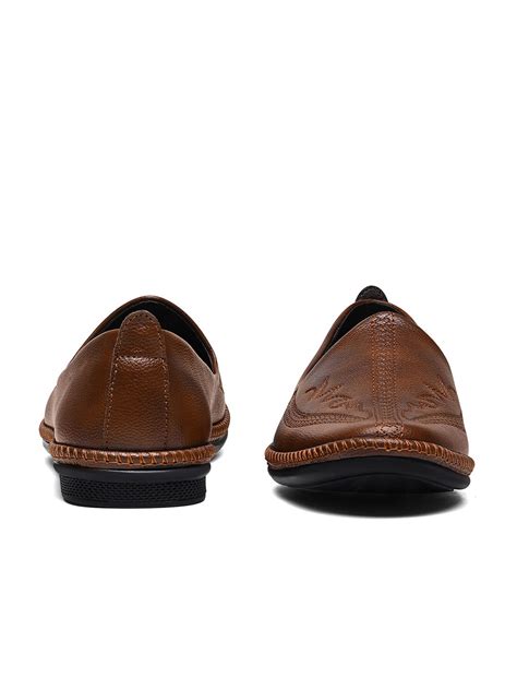 Russet Tan Ethnic Slip-On Embroided Nagra Juti and Mojari