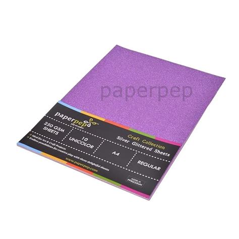 Paper Pep Craft Collection Silver Glittered Scrapbook Sheets, 250GSM ...
