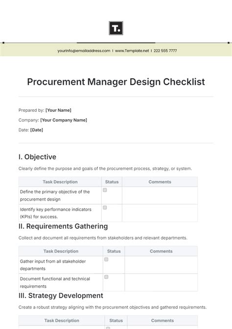 Image result for Procurement Checklist Template