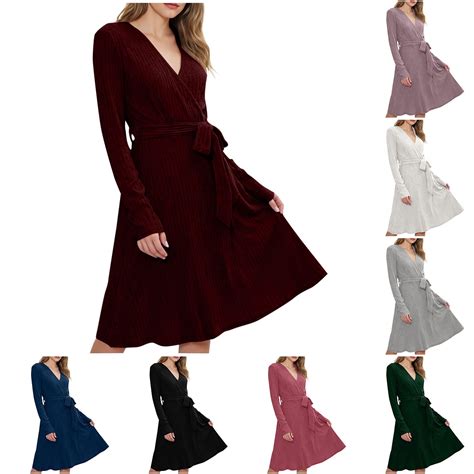 Bovxnpu Women Long Sleeve Dresses Plus Size Dresses, Long Sleeve Dress ...