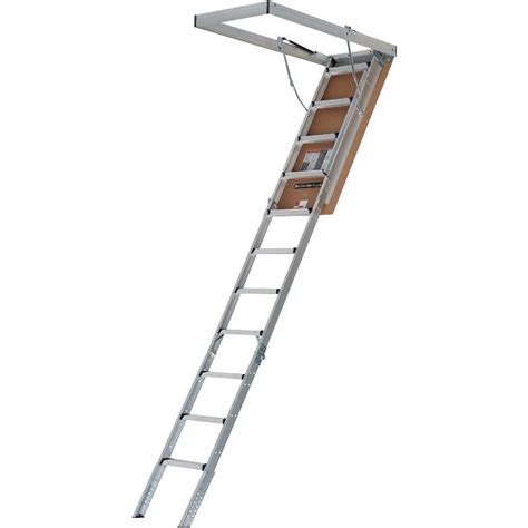 Louisville Elite 7 Ft. 8 In. to 10 Ft. 3 In. 25-1/2 In. x 54 In. Aluminum Attic Stairs with ...