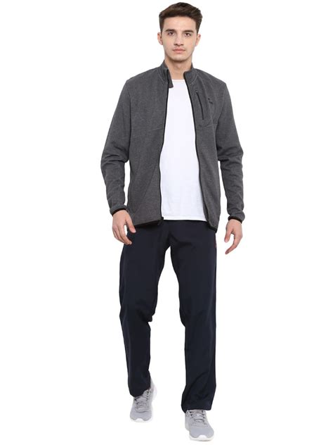 Alcis Men Charcoal Grey Antimicrobial Sporty Jacket MJKW4102-S