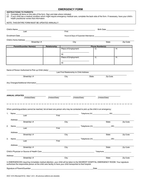 Free Printable Emergency Contact Form Templates [for Employees] PDF & Word
