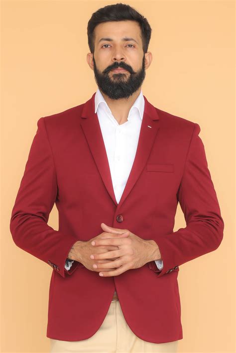 Shop MAROON RED PLAIN COAT 1PC online-6442