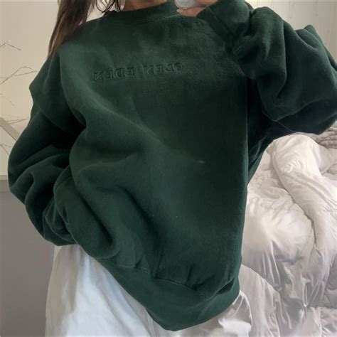 Forest green vintage embroidered oversized sweatshirt - Depop