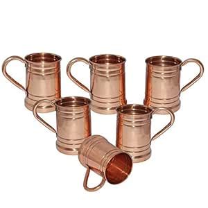 B2Y Water Drinking Copperware Drinkware Copper Mugs, 600 ML, Set of 6 ...