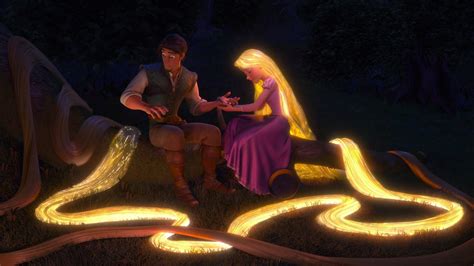 Tangled, rapunzel, eugene fitzherbert, flynn rider, hair, night