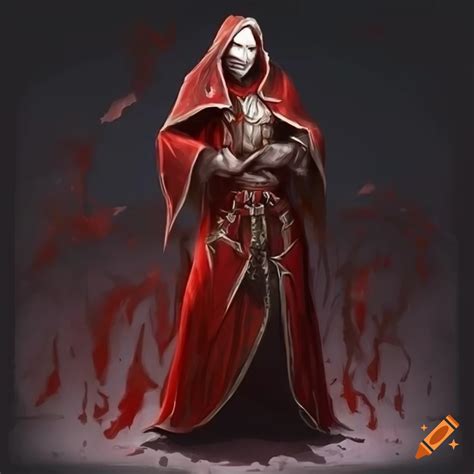 Illustration of a blood mage in a red robe on Craiyon