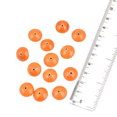 Orange Disc Go Go Shaped Jewelry Making Hand Painted Glass Loose Beads ...