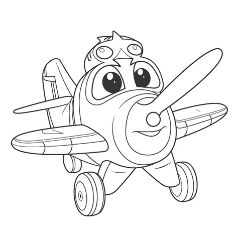 Cute Airplane Coloring Pages Outline Sketch Drawing Vector, Cartoon ...