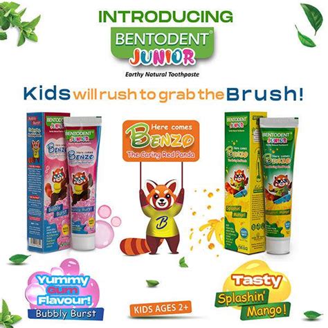 Bentodent 100% Natural Kids Mango & Bubble Gum twin Toothpaste ...
