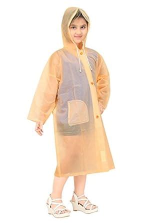 Goodluck Girls Raincoat Full Sleeve Orange (Size 44, 12-13 Years ...