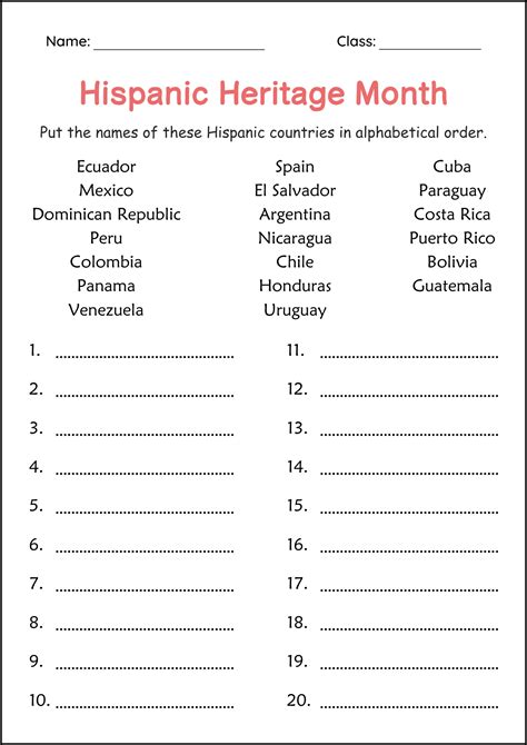 Printable Hispanic Heritage Month Activities - Hispanic Heritage Month ...