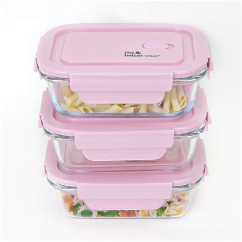 Pack of 3: Borosilicate Glass Lunch Boxes - Airtight, Leak-Proof | 410 ...