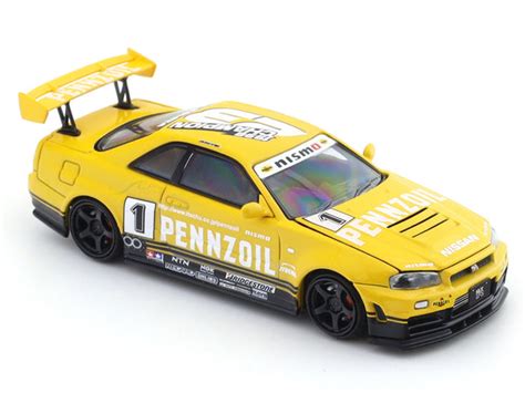 Nissan Skyline GT-R R34 Pennzoil 1:64 Time Micro Diecast Scale Model ...