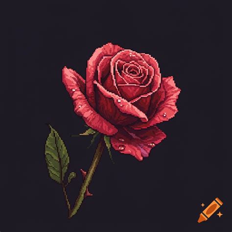 Pixel art of a wilting rose on Craiyon
