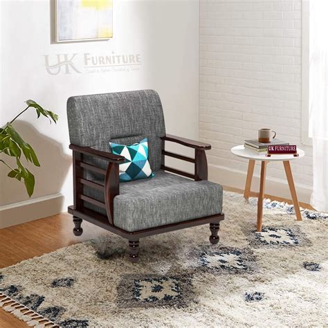 UK FURNITURE Solid Sheesham Wood 1 Seater Sofa | Wooden Sofa | Pre ...