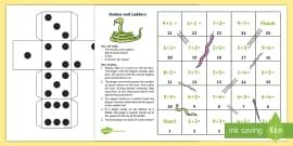 Snakes and Ladders Addition to 20 Board Game Board Game