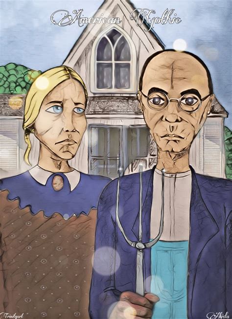 American Gothic Parody Drawing