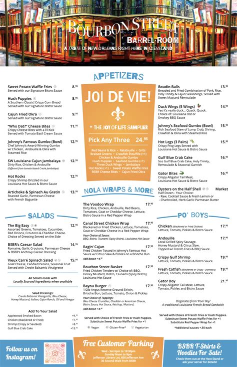 MAIN MENU — BOURBON STREET BARREL ROOM