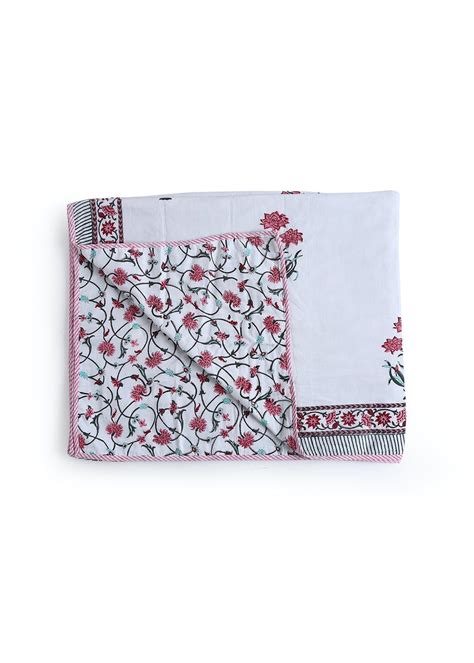 Get Beautiful Cypress Bouquet with Birds in Pink Hand Block Printed ...