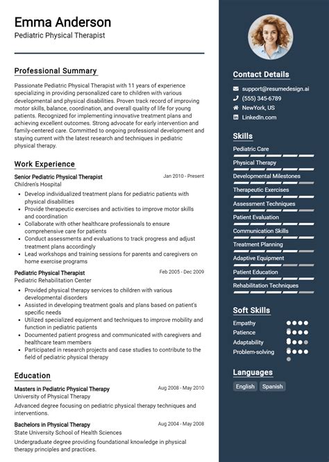 16 Pediatric Physical Therapist Resume Examples And Templates for 2025 - ResumeDesign.ai
