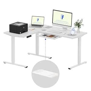 FLEXISPOT L Shaped Standing Desk, 63 x 47 Inch Electric Height ...