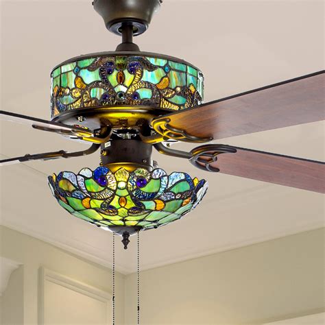 Stained Glass Ceiling Fan Tiffany Style Ceiling Fan Light With Remote