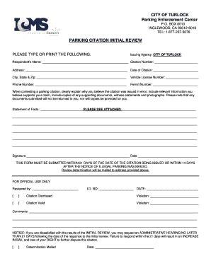 PARKING CITATION INITIAL REVIEW - City Of Turlock - Cityofturlock ...
