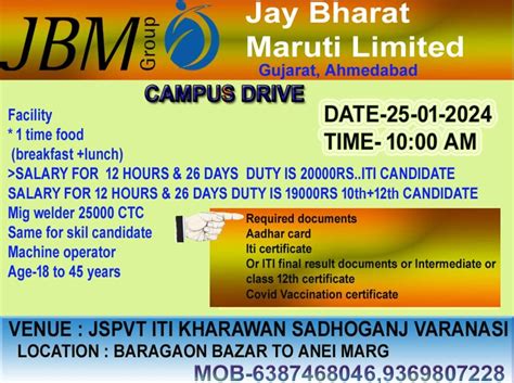ITI ampus Interview ITI Placement Jay Bharat Maruti new latest vacancy ...