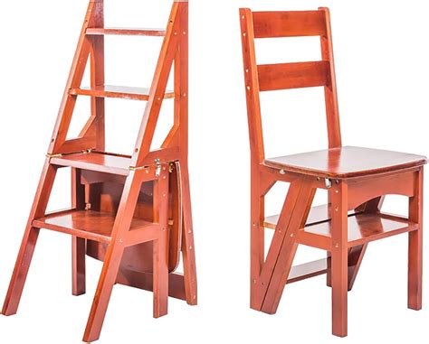 U&Q Solid Wood Folding Ladder Chair,Protable 4-Step India | Ubuy