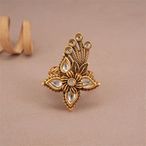 Gorgeous antique gold kundan adjustable finger ring I Buy now ...