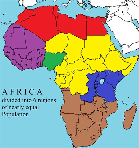 Africa divided into 6 regions of nearly equal populations : r/Map_Porn