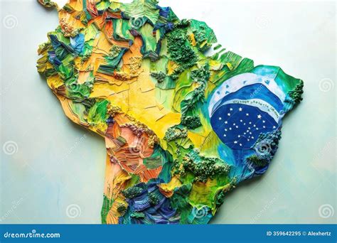 Colorful Brazil Map in Textured Art Style Stock Illustration - Illustration of cartography ...