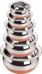 Nirvika Cookware set New pot pan Copper Bottom handi Set Cookware Set ...