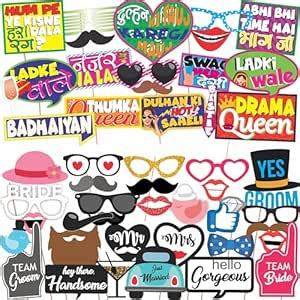 WOBBOX Wedding Colourful Photo Booth Party Props (Pack of 2), Wedding ...