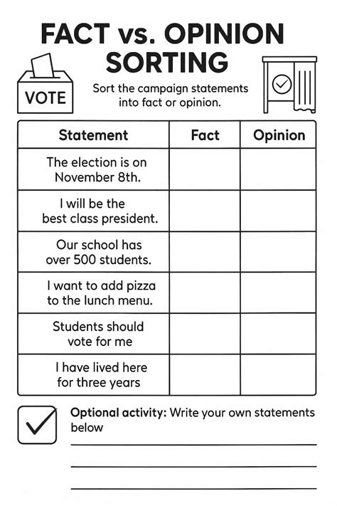 Fact vs. Opinion Sorting Worksheet - Download & Print Now!