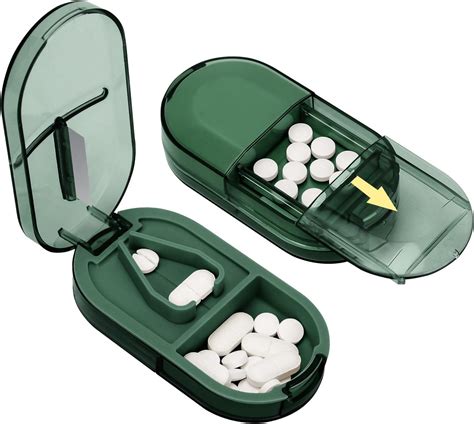 Obtheleg Pill Cutter, Portable Pill Splitter 2-in-1 Pill Case with ...