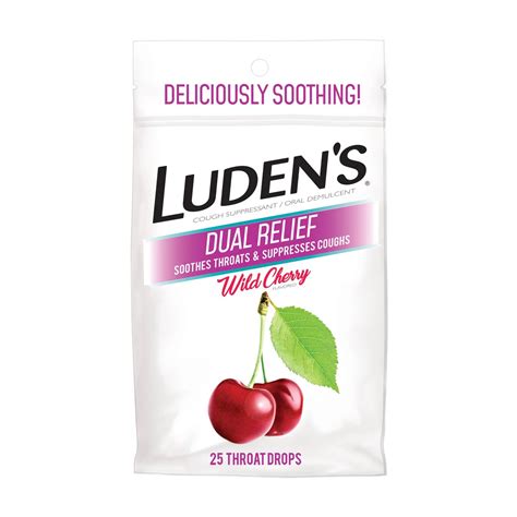 Buy Luden's Dual Relief Cough Drops for Sore Throat Relief, Wild Cherry ...