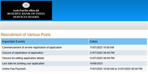 RBI Recruitment for Officer Grade A & B Posts 2025