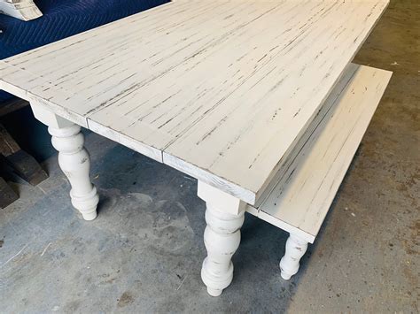 White Wood Distressed Farm Table