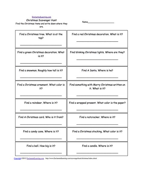 Printable Internet Scavenger Hunt