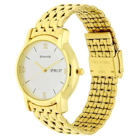 Buy Online Sonata Quartz Analog with Day and Date White Dial Stainless ...