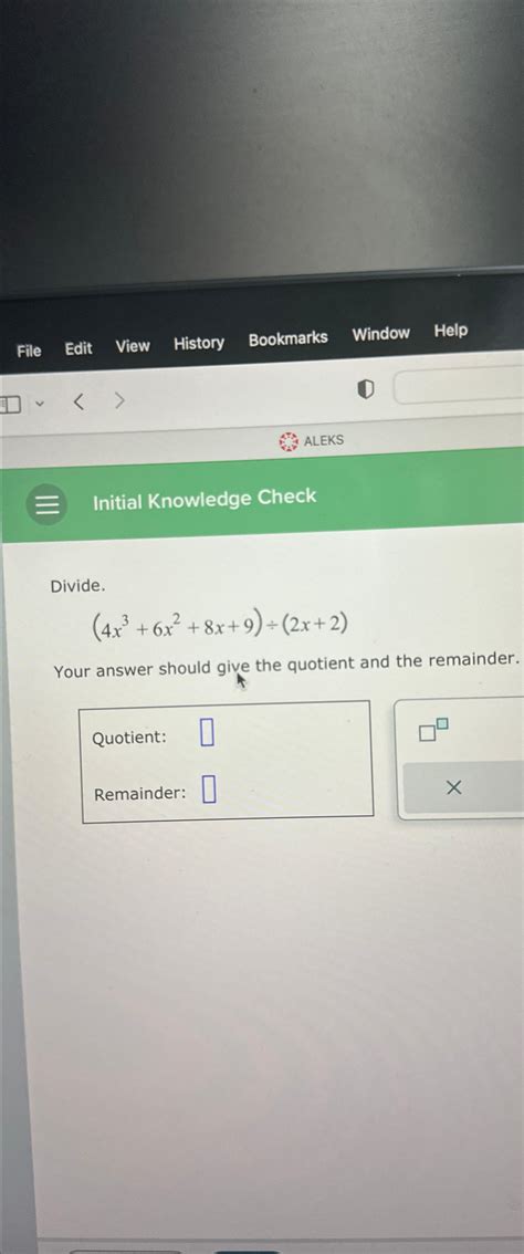 Solved FileEditViewHistoryBookmarksWindowHelp(1)ALEKSInitial | Chegg.com