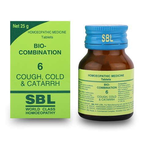 Buy SBL's Bio-Combination 6 Cough Cold & Catarrh Homeopathic Medicine ...