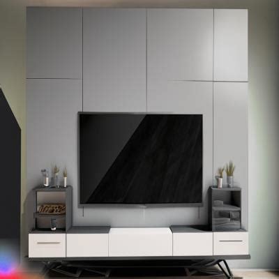 Modern TV Unit Design in Brown and Grey with Drawers