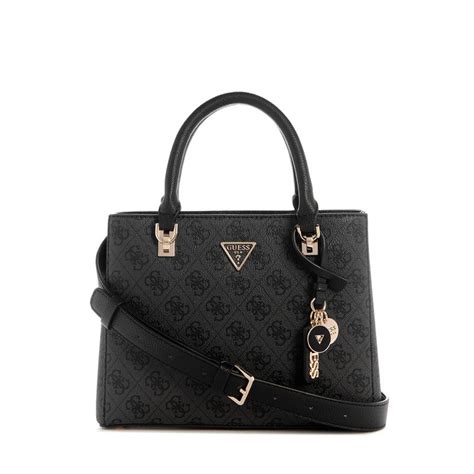 Buy Guess Charcoal Grey Printed Noelle II Satchel Bag With Detachable ...