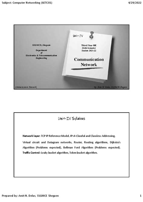 UNIT-IV 6ETC01 Communication Network - Communication Network Third Year ...