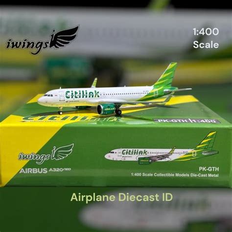 Jual Diecast Pesawat Citilink Airbus A320neo Skala 1:400 PK-GTH - Kab ...